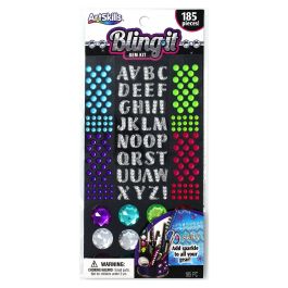 Silver Glitter Gem Letter Stickers