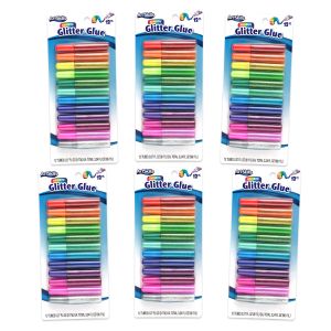Baker Ross AX948 Rainbow Self Adhesive Glitter Foam Sheets - Pack of 12, Colored Art Supplies for Kids Craft Making Activities