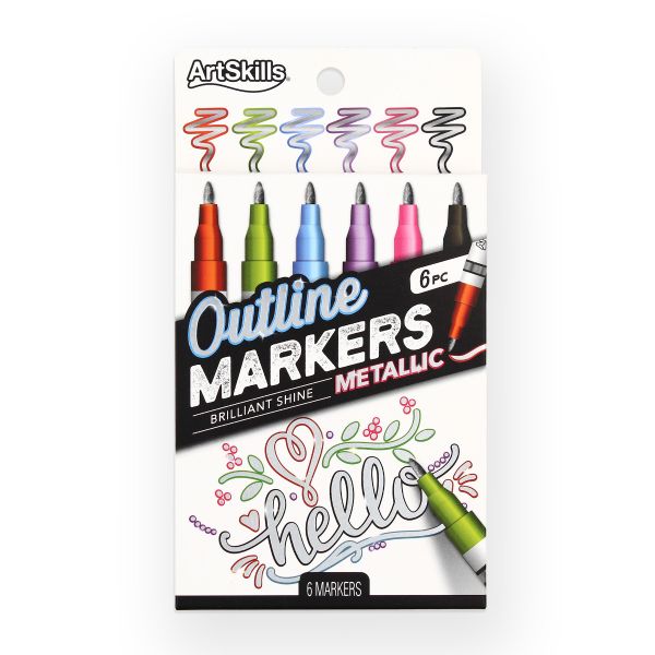 Double Line Outline Marker, Self-outline Metallic Markers for  Bullet Journal Pens & Colored Permanent Marker Pens for Kids, Amateurs  Professionals Illustration Coloring Sketching Thank You Card : Arts, Crafts  