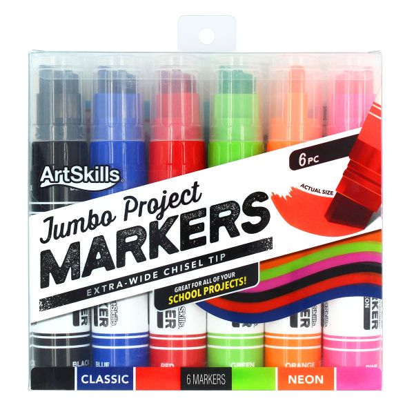 Jumbo Chisel Tip Markers - Classic and Neon Colors