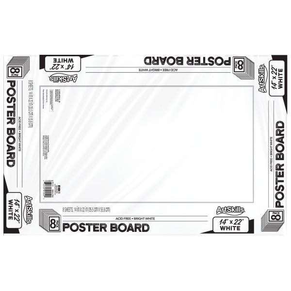 White Poster Board, 14 x 22, 64-Pack - School and Craft Supplies