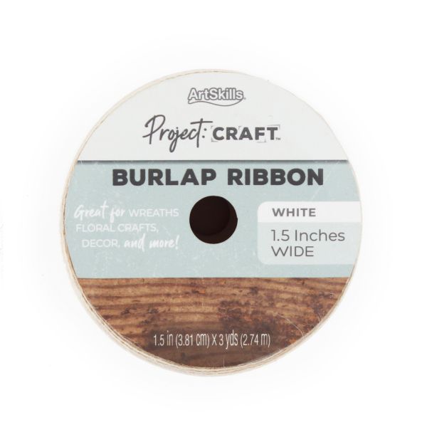 White Burlap Ribbon, 1.5