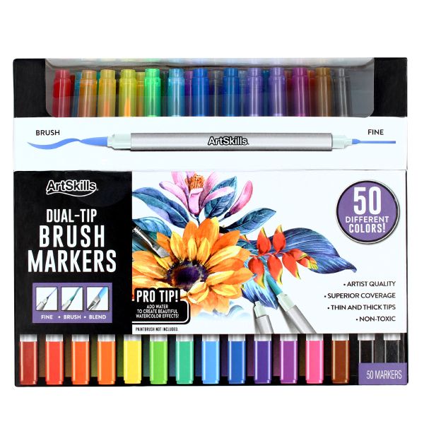 Dual-Brush Marker Pens Art Markers,Fine Point and Brush Tip