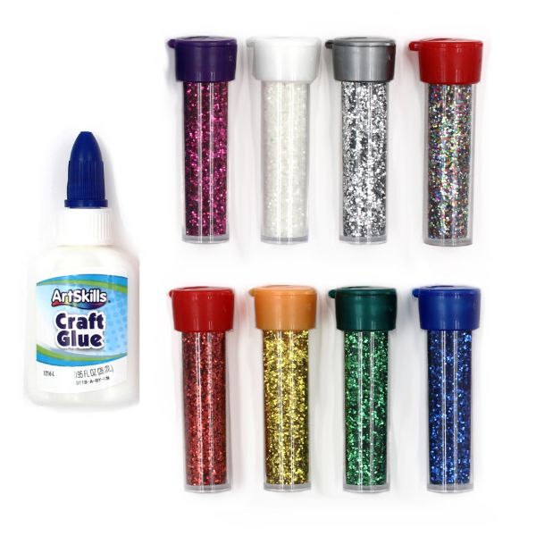 Glitter - Fine Glitter and Modge Podge Set - 5 Colors of 4oz Craft Glitter  Shaker Bottles with 8oz Craft Glue Gloss Finish - Great Glitter for Resin