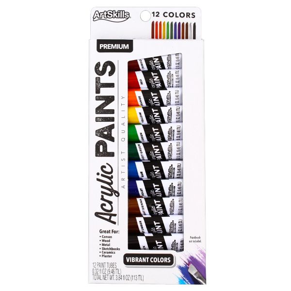  ArtSkills Acrylic Paint Set for Adults & Kids, Craft Paints for  Artists & Beginners, Painting Supplies Kit for Canvas, Glass, Clay, Wood  Arts, 18-ct : Arts, Crafts & Sewing