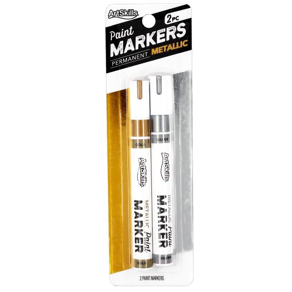  Gold and Silver Metallic Marker Pens, Metallic Permanent  Markers Suitable for Cards Writing Signature Lettering Metallic Painting  Pens (Gold and Silver, 1.5 mm 6 Pens) : Office Products